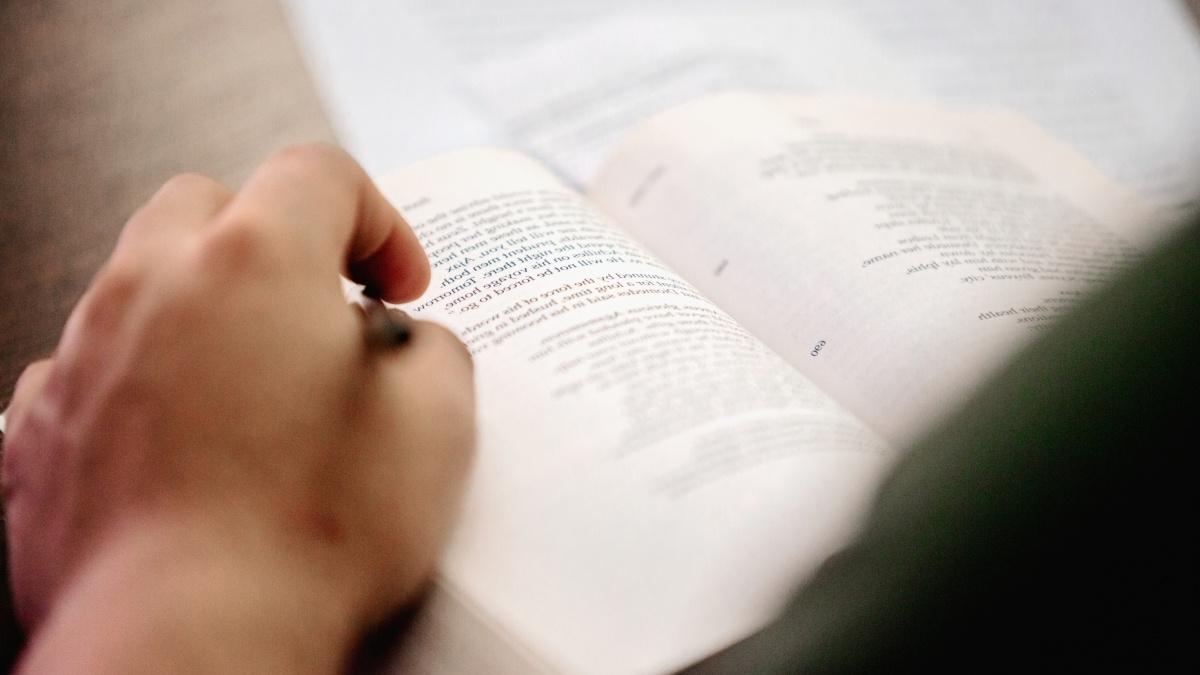 Student reading a book