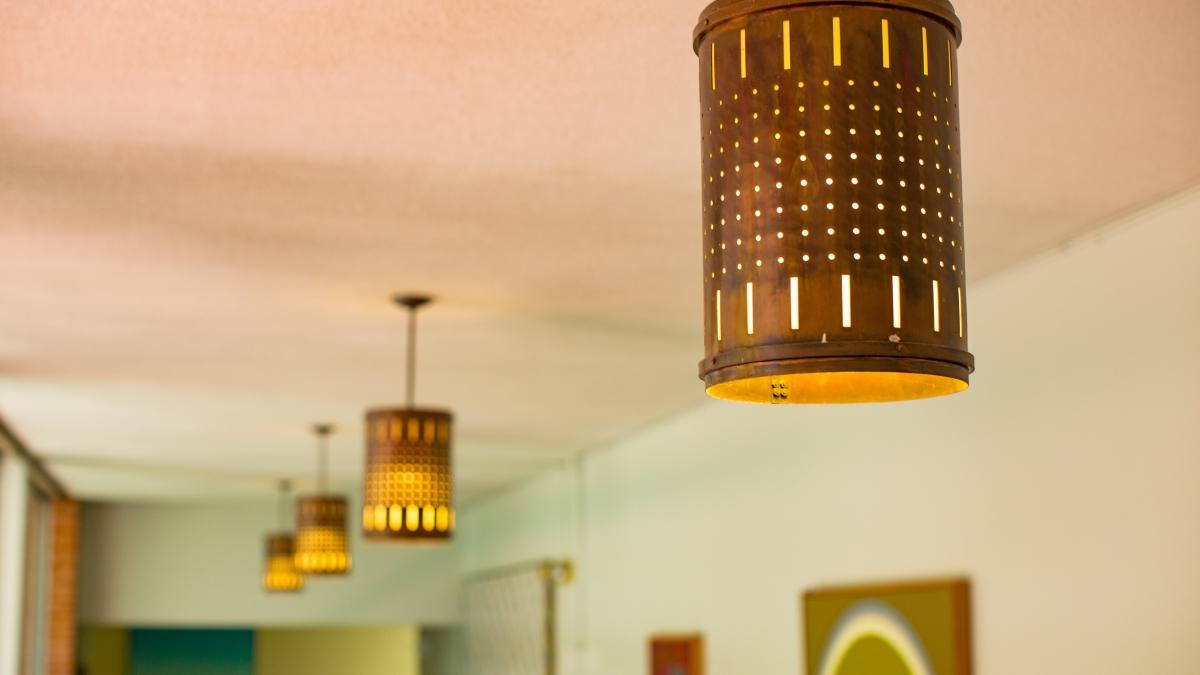 Close-up of light fixtures in Chapman Hall